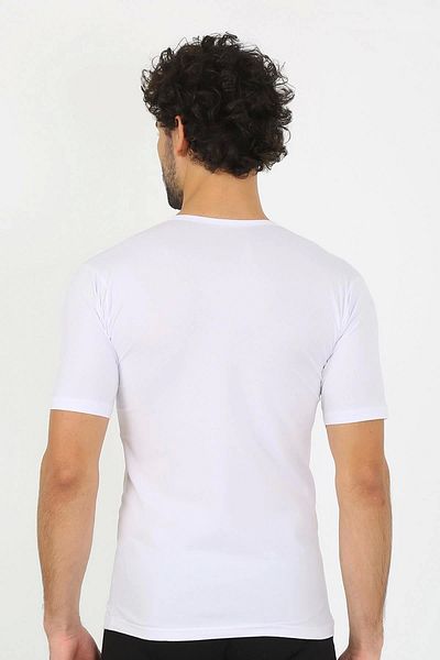 Akbeniz Monolya Ανδρικό μπλουζάκι με λαιμόκοψη Lycra White 65710