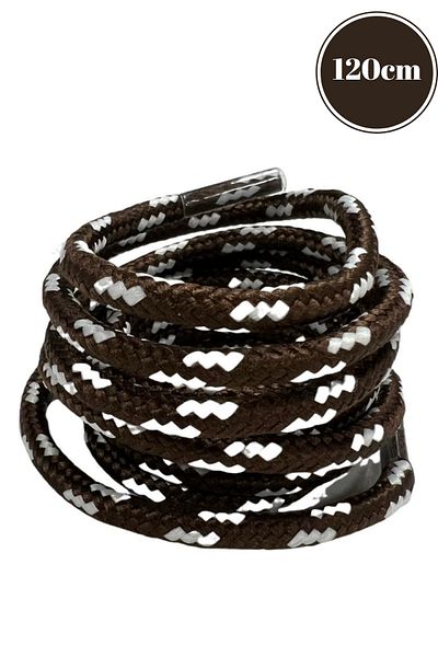 Mag Shoes Care Brown - White Patterned Boot Laces. 120cm. 1 Pair. 2 Pieces.