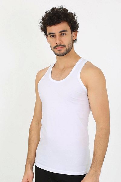 Akbeniz Linie de modă SMK Tricou cu nervuri albe pentru bărbați 6502