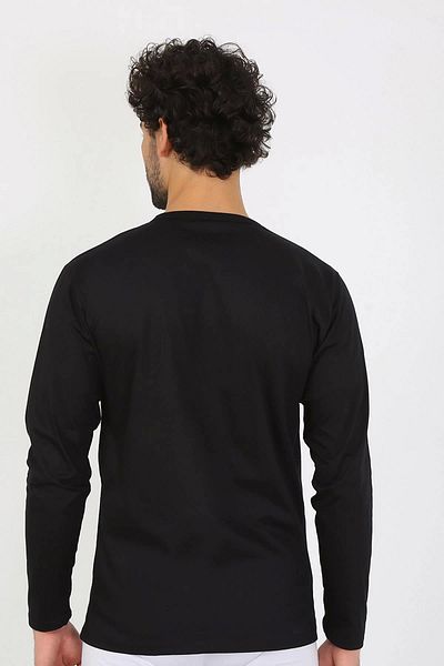 Akbeniz Monolya Men's Crew Neck Long Sleeve Black Undershirt 6590