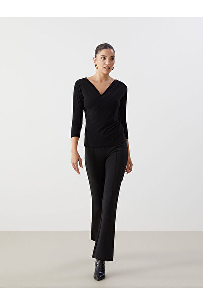 LC Waikiki Black Extra Slim Fit Flared Women's Trousers