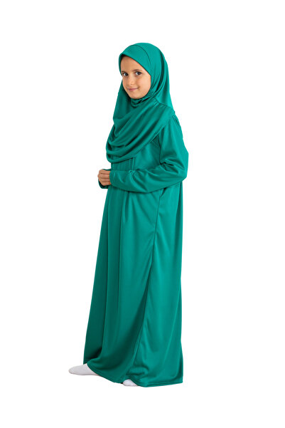 Modish Group Σετ παιδικό προσευχήλικο φόρεμα δύο τεμαχίων Σετ με κασκόλ, ισλαμικό κοστούμι για κορίτσια - Πράσινο