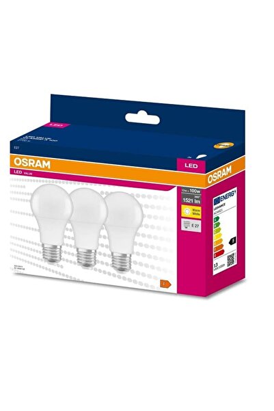 Osram Led Ampul 1521 Lümen 13W E-27 2700K Sarı Işık 3 lü Paket