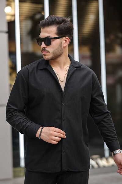 ROBERTO BORNOVA Set pantaloni cămașă din țesătură din catifea