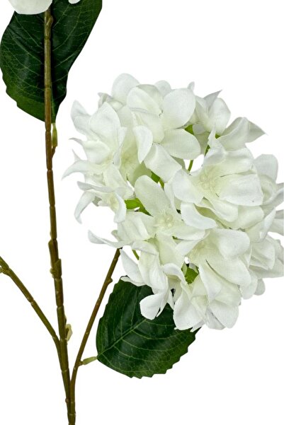 Nettenevime Yapay Çiçek Ortanca 3 Toplu Beyaz Tek Dal Tomurcuklu 75*25cm Kumaş Çiçek Uzun Dal