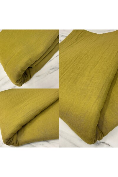 ipekkumaş Yağ Yeşili Yüzde Yüz Pamuklu Çift Kat Elbiselik Müslüm Kumaş