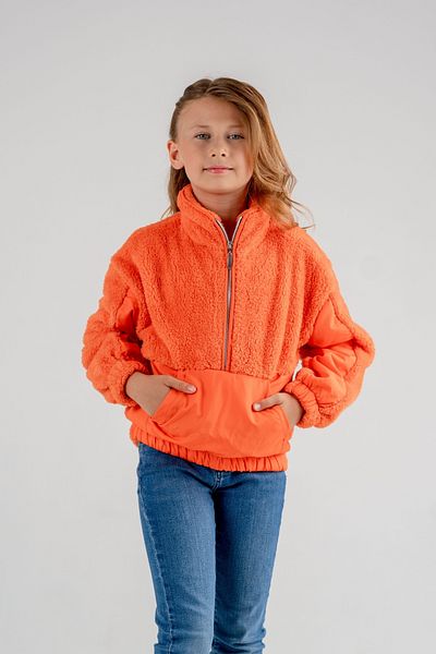 GİYİCEM Girl's Pocket Detailed Plush Girl's Sweatshirt 4524