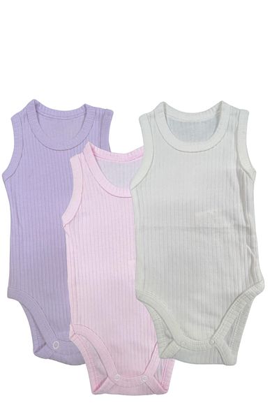 Akface Cotton Combed Cotton Snap Fastener Newborn and Baby Corduroy Undershirt Bady Bodysuit Set of 3