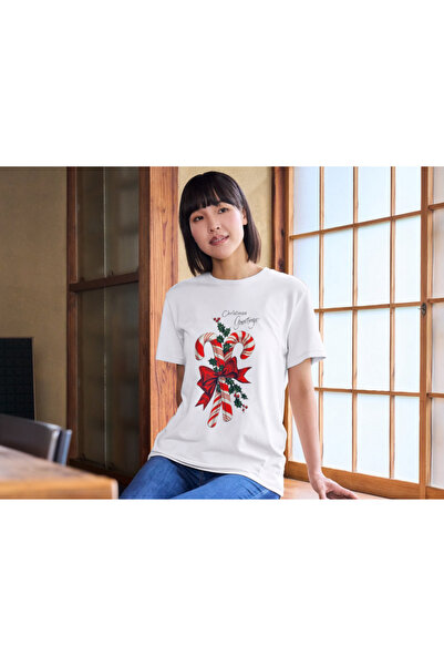 ALPŞAN TİCARET Πρωτοχρονιάτικο μπλουζάκι Καλά Χριστούγεννα Παιδικό μπλουζάκι για ενήλικες Λευκό μπλουζάκι Unisex Παιδικό μπλουζάκι