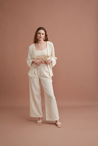 Marpessa Kadın Keten Görünümlü Üçlü Takım