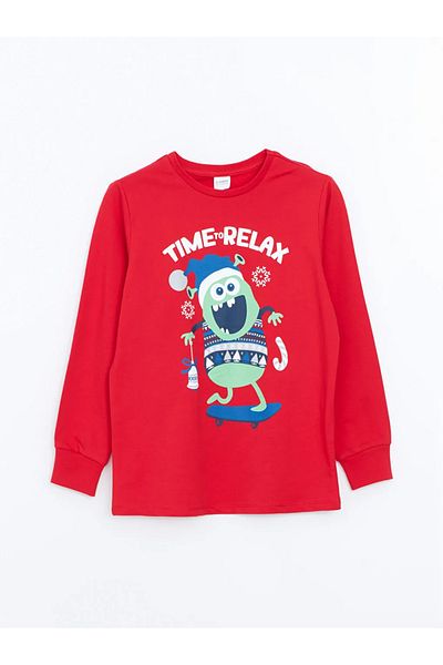 LC Waikiki Lcw Kids Red Crew Neck Boy Pajamas Set