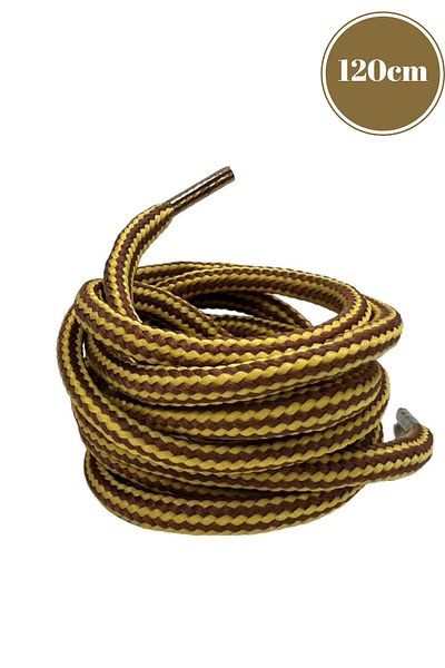 Mag Shoes Care Brown - Yellow Patterned Boot Laces. 120cm. 1 Pair. 2 Pieces.
