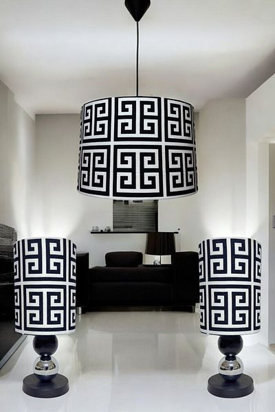 Göksu Lighting Fabric Model Pendant Lamp Chandelier Night and Table Lamp Set