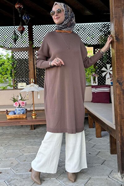 Rabia Şamlı Tunica din tricot Dora maro lapte