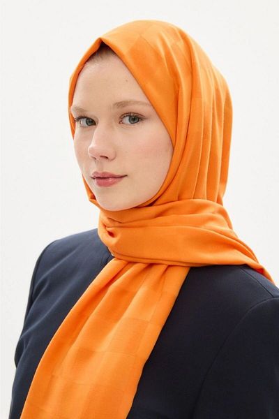 hijabchi Πορτοκαλί Εισαγόμενο Μεταξένιο Σάλι Ζακάρ