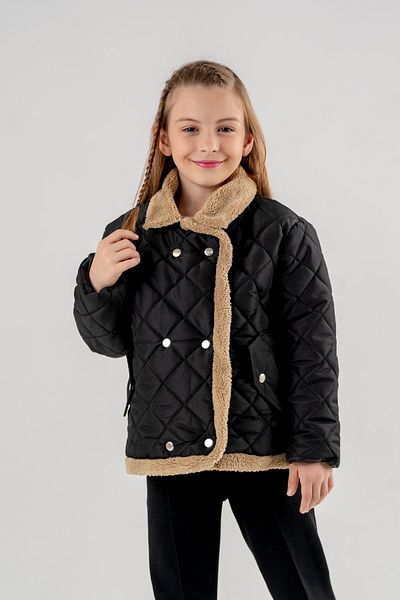 GİYİCEM Girl's Snap Polo Neck Plush Coat 1001