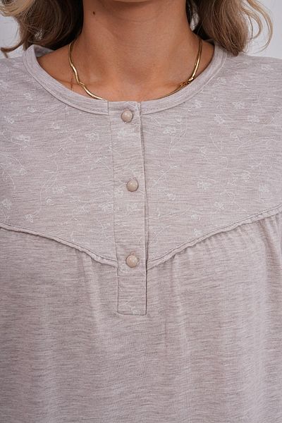 Mecit Pijama Μακρυμάνικο, Κουμπωτό γιακά, Νυχτικό Mother Plus Size