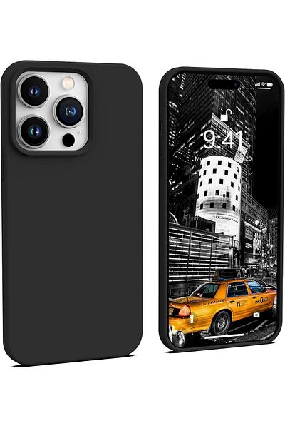 Merwish غطاء حماية من السيليكون متوافق مع هاتف Apple Iphone 14 Promax مع شعار مخملي باللون الأسود