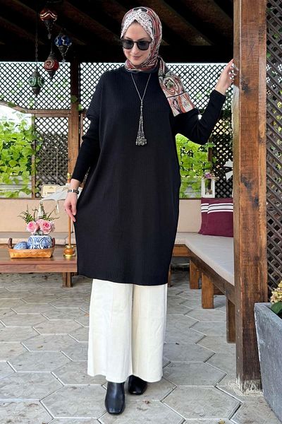 Rabia Şamlı Μαύρο πλεκτό τούνικ Dora