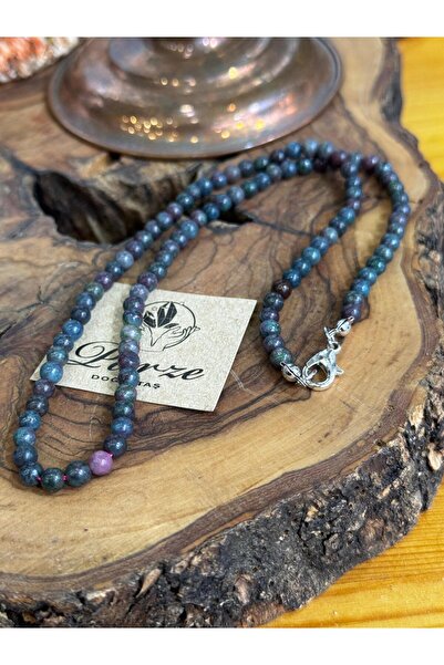 parze doğaltaş قلادة من حجر الكيانيت والياقوت الطبيعي