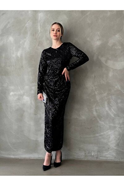 maf collection Γυναικείο μακρύ βραδινό φόρεμα με παγιέτες