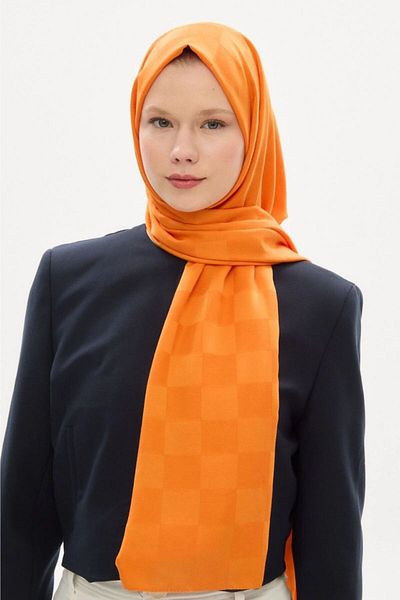 hijabchi Πορτοκαλί Εισαγόμενο Μεταξένιο Σάλι Ζακάρ