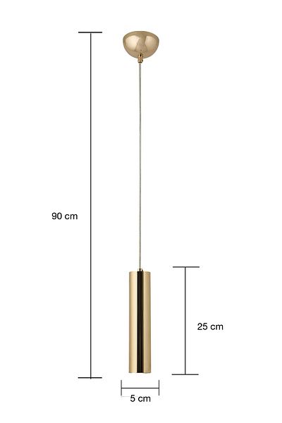 Bozyaka Aydınlatma Serena Decorative Single Metal Ceiling Pendant Lamp Gold Plated Modern Chandelier (Daylight Led Bulb Included.)