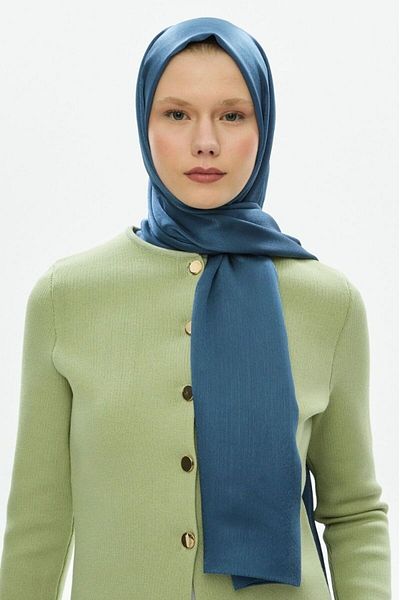hijabchi Rochie de seară mătăsoasă strălucitoare - model Janjan, albastru noapte