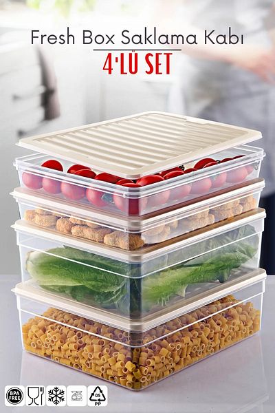 SAVLAR 4 Piece Set Freshbox Storage Container Suitable for Microwave and Diffraction