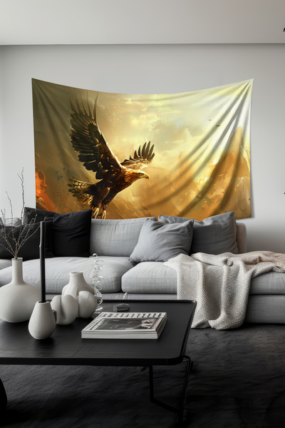 Moud's Стенен гоблен с шарка на златен орел, стенен гоблен, текстуриран плат ...