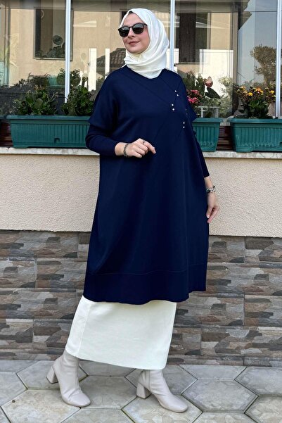 Rabia Şamlı Melda Triko Tunik Lacivert