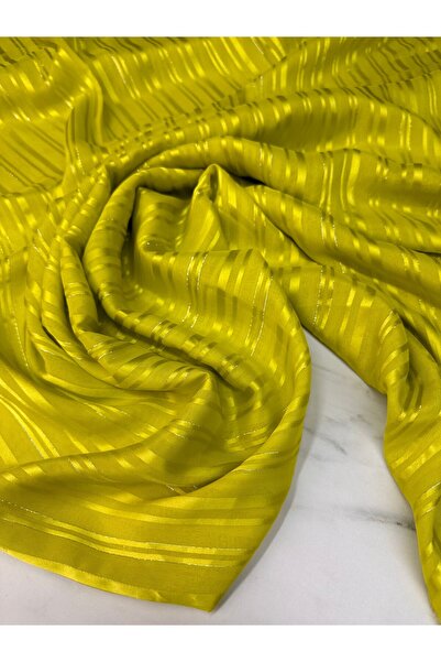 ipekkumaş Yağ Yeşili Düz Simli Elbiselik Şifon Kumaş