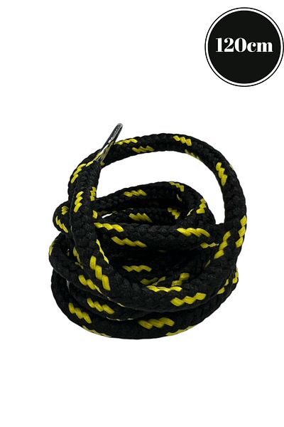 Mag Shoes Care Black - Yellow Patterned Boot Laces. 120cm. 1 Pair. 2 Pieces.