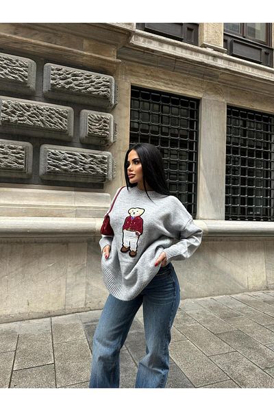 Friday Mood Pulover de damă cu model ursuleț de pluș