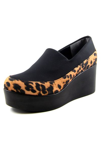 Erkan Saçmacı Pantofi casual cu toc cu pană stretch Sofia Black Leopard