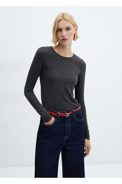 MANGO Woman T-shirt με στρογγυλή λαιμόκοψη