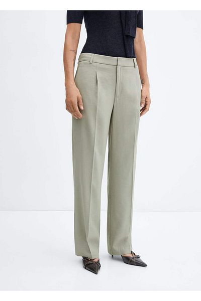 MANGO Woman Pantaloni plisați cu croială dreaptă