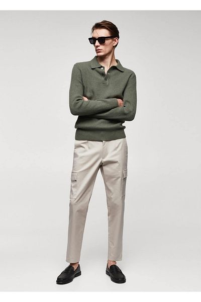 MANGO Man Slim Cut Cotton Cargo Pants