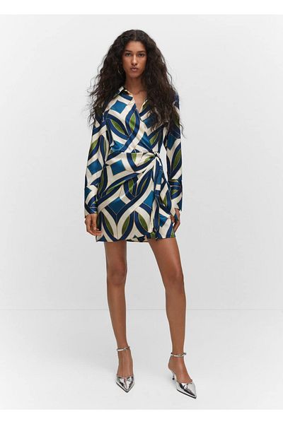 MANGO Woman Rochie din satin cu modele