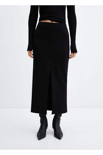 MANGO Woman Front opening midi skirt