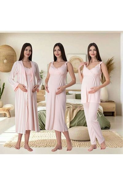 Effortt Venera Maternity Pregnant 3-Piece Lace Detailed Elegant Maternity Set
