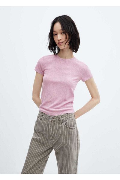 MANGO Woman Short Sleeve Knitwear T-Shirt