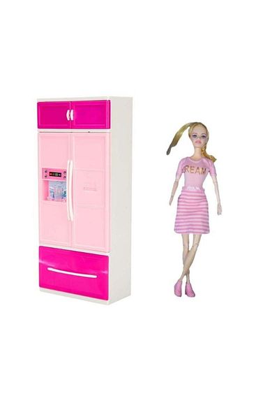 Sunman Alisha 37096 Model Kitchen Set - Blonde Pink Gown and Refrigerator