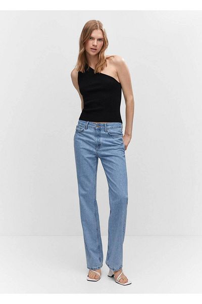 MANGO Woman Asymmetric collar knitwear blouse