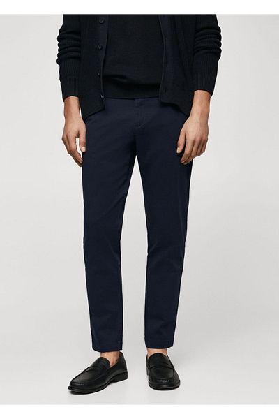 MANGO Man Tapered cut cotton cropped trousers