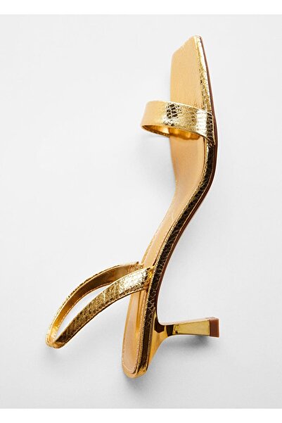 MANGO Woman Kovové sandály se vzorem hadí kůže