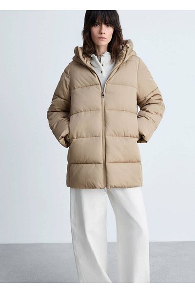 MANGO Woman Hooded Quilted Midi Anorak