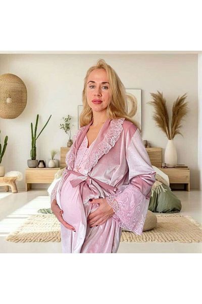 Effortt Venera Maternity Pregnant 3-Piece Lace Detailed Elegant Maternity Set