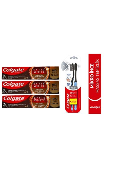 Colgate Optic White Kahve Çay Tütün Kullanıcıları Diş Macun125Ml+Mikro Charco...