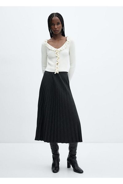 MANGO Woman Checked and pleated skirt